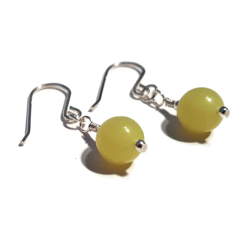 Female Birthday Supprise Gift Wear Jade Earrings Silver Natural Olive Jade Jewellery Green Gemstone Bead Statement Earrings