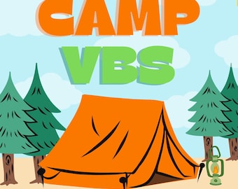 Urlaubs Bibel Schulposter zum Thema Campen - VBS Flyer zum ausdrucken