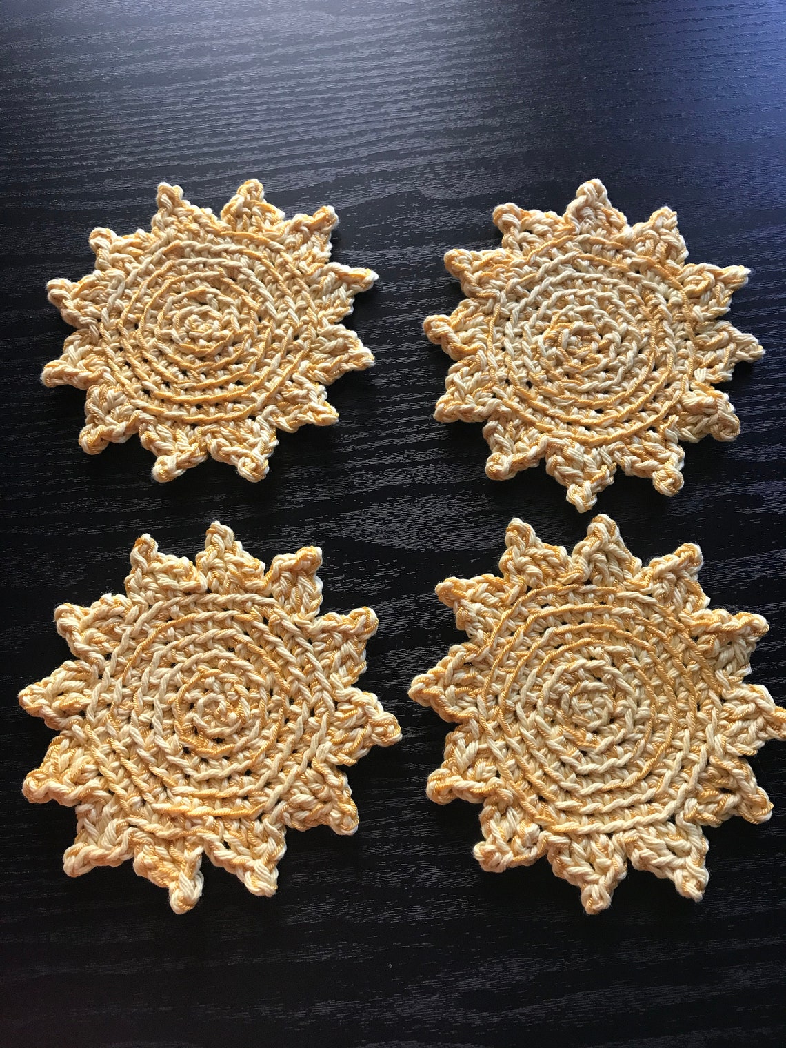Crochet Sun Coasters set of 4 Etsy