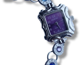 Tennis Bracelet Bullet Watch Purple - gift for her, Valentine's Day