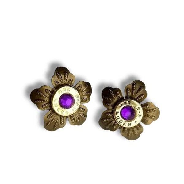 Flower Bullet Stud Earrings - gifts for her