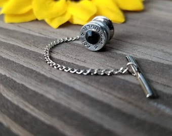 Bullet Tie Tack with chain 9mm - gift for him