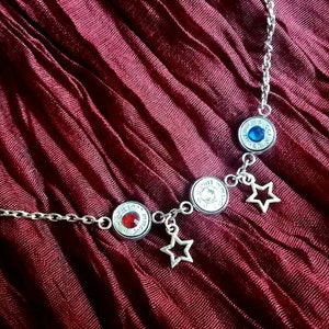 Patriotic 9mm bullet necklace with stars