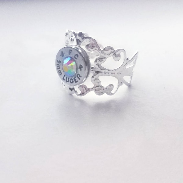 Bullet Filigree Ring Silver - gifts for her -  bullet jewelry