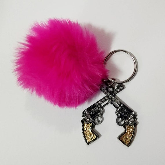 Pom & Pistols Keychain Puff Ball Western Keychain 