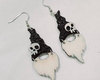 Halloween Spooky Gnome Earrings with Skulls