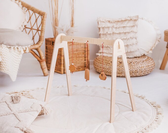 Wood baby toys Montessori baby gym Amelia wooden baby gym White baby gym Scandinavian gym