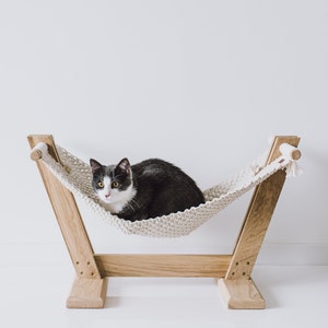 Cat hammock, Ergonomic cat bed, Cat furniture, Cat macrame, pet hammock, Cat gifts, Pet hammock, Macrame hammock, Oak bed, Eco furniture