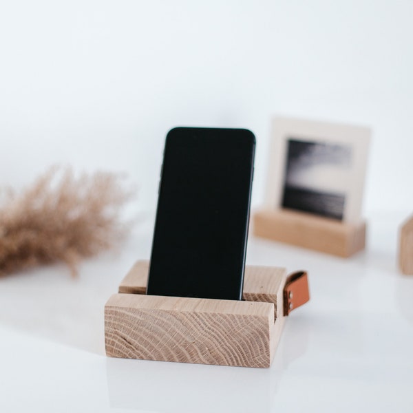 Wood Stand From Oak for Phone, Tablet, Phone Holder, Desk Phone Holder, Desk Accessory, Wooden Gift, Oak Holder, Tablet Holder, Boho