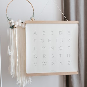 Alfabeto Hanging Canvas, Education Learning, ABC, Classy Kids' Room, Hanging Sign, ABC Wooden Frame Poster, Montessori, Free shippig, School