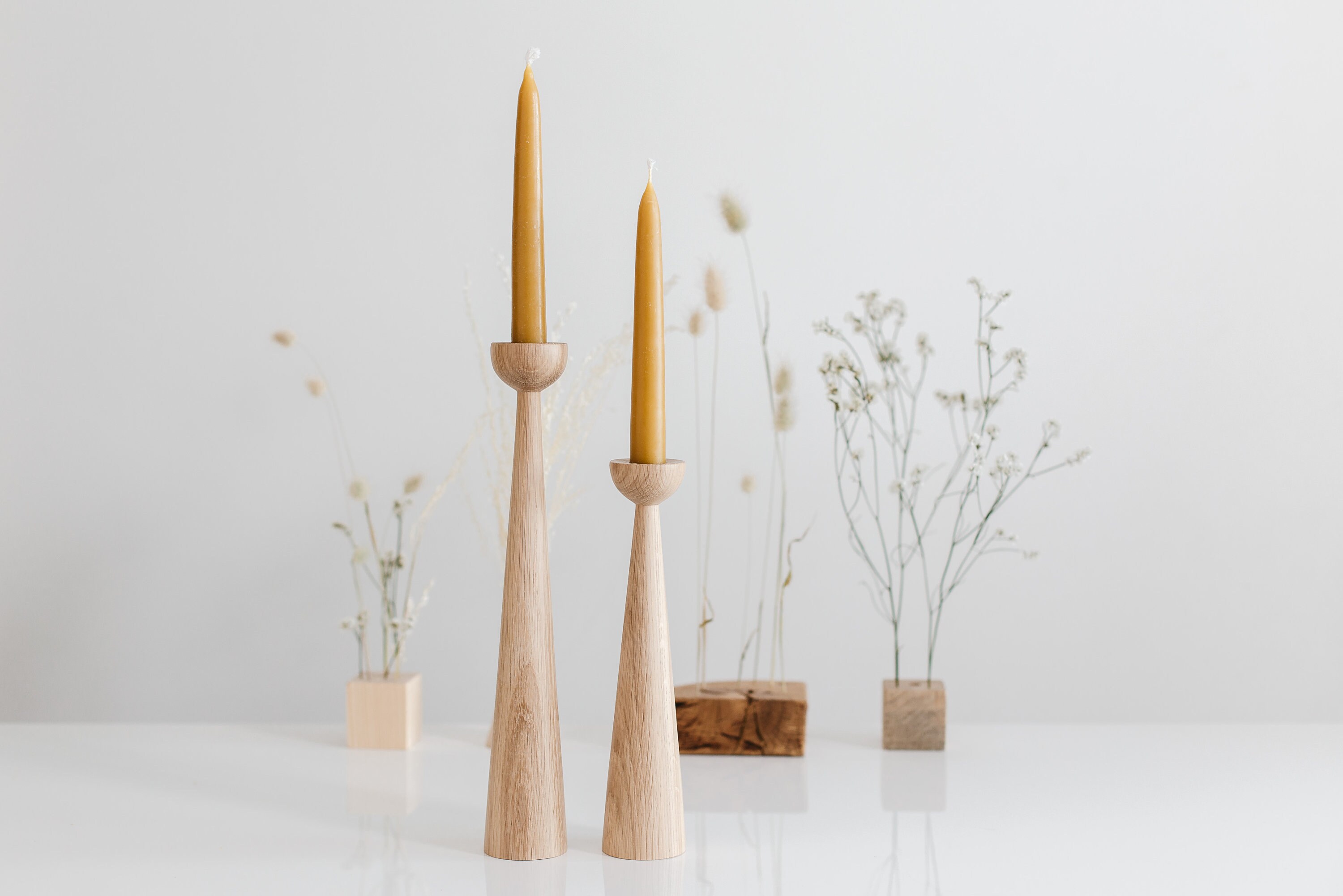 wooden set of 2 candlesticks scandinavian style primitive candle holder home decorative japanese decor rustic texture Handmade holder gift