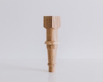 Hand Turned Wooden Furniture Leg: Baltic Birch, Ash, or Oak (Unfinished)