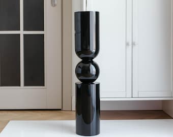 Gamba per mobile in legno nero lucido – RAL9005, H690 mm