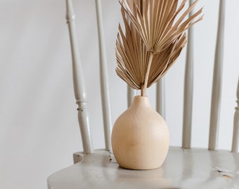 Minimalist Wooden Vase, Vase For Dried Flowers, 120mm, Light Birch Wood Vase, Turned Wood Vase, Minimalist Scandinavian Decor, Hygge Simple