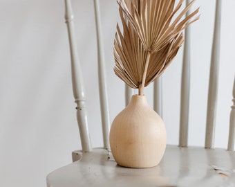 Minimalist Birch Wood Vase: Scandinavian Dried Flower Decor (120mm)