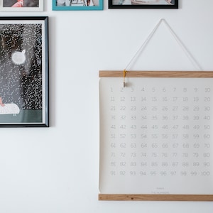 Nombres Toile suspendue, Nombres, Chambre d’enfant chic / Décor de pépinière, Affiche de cadre en bois, pendaison de mur de pépinière, cuir eco, cadre en bois, chêne