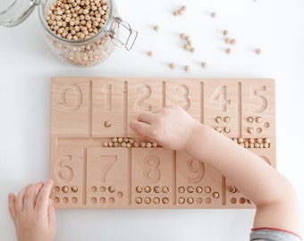 Number Wooden Board Montessori, Learn, Counting, Math, Preschool, Homeschool