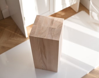 Handmade Wooden Block Table Leg, Custom Size: Unfinished Ash Wood