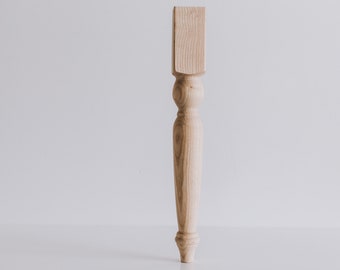 Hand Turned Wood Furniture Leg: Baltic Birch, Ash, or Oak (Unfinished)