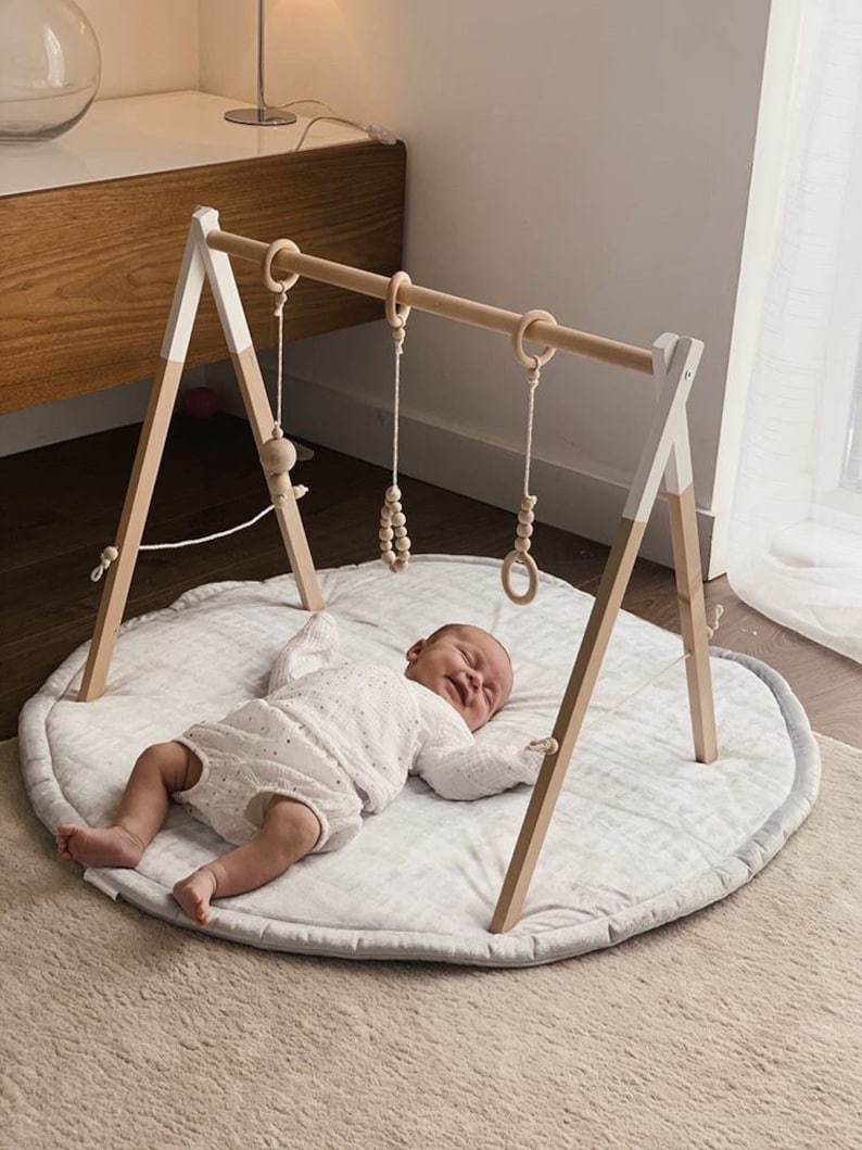 Montessori baby gym White baby gym Wooden baby gym Jouets Etsy
