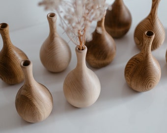 Vase en bois minimaliste, Vase pour fleurs séchées, Vase en bois de bouleau clair, Vase en bois tourné, Décor scandinave minimaliste, Hygge Simple