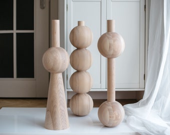 Handmade Turned Wood Furniture Legs (Set of 3): Unfinished Dining Table Legs