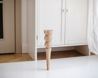 Handgemaakte houten meubelpoot: baldecor, onafgewerkt essen-, eiken- of berkenhout