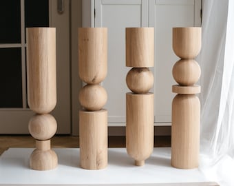 Handmade Turned Wood Table Legs - Baltic Birch, Ash, Oak - Set of 4