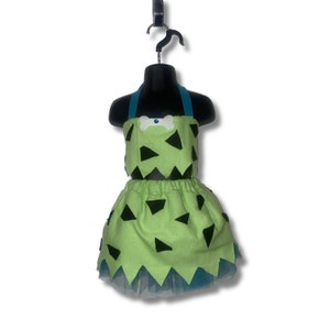 Lime Pebbles Flintstone Halloween Tutu Costume, Two piece Flintstone birthday outfit for babygirl, wild one toddler outfit, Yabba Dabba Two