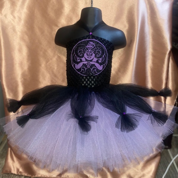 Evil Octopus Costume Tutu Dress, Ursula Inspired Dress for toddlers, Halloween costume, Cosplay, The Little Mermaid Inspired Costume