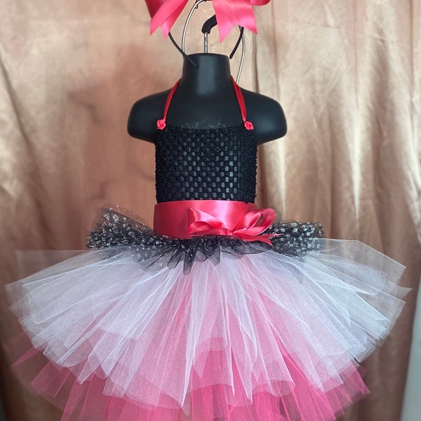 Diva Doll Baby Costume tutu dress for Halloween, Baby Doll birthday dress with bow, Diva Baby black fancy dress for baby girl
