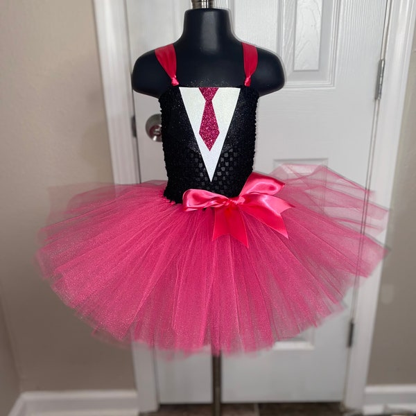 Bossy Baby Tutu Dress Costume, Baby in charge birthday dress, Pink and Black Tuxedo Tutu Dress, School girl costume for toddlers, Im 2 bossy