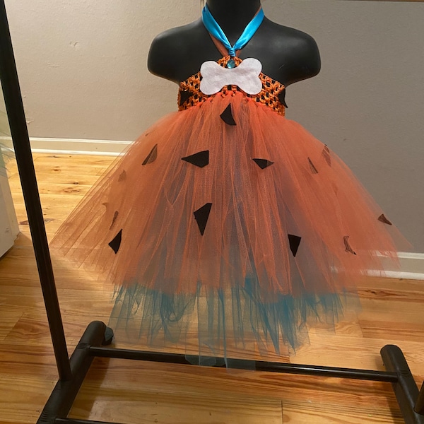 Pebbles inspired tutu dress, flintstones inspired costume, customized pebbles birthday dress, pebbles party outfit