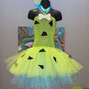 Pebbles inspired tutu dress, flintstones inspired costume for Girls, customized pebbles birthday dress, pebbles party outfit
