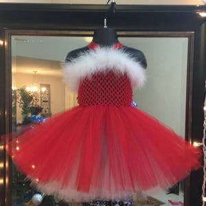 Santa Baby Tutu Dress, Baby Girl Mrs Clause dress, Santa Clause Christmas Red and White tutu dress