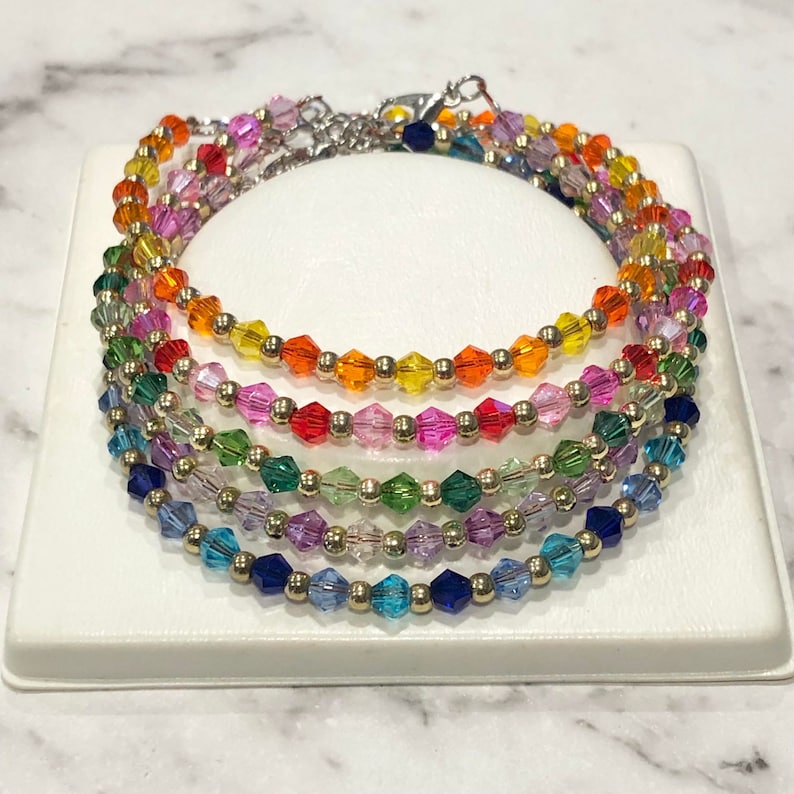 Crystal Beaded Bracelet- Gold