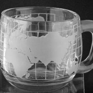 4 Nestle World Cup Clear Crystal Cups / Mugs With World Map Design image 2