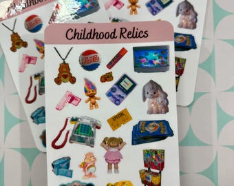 Hoja de pegatinas de vinilo de reliquias de la infancia