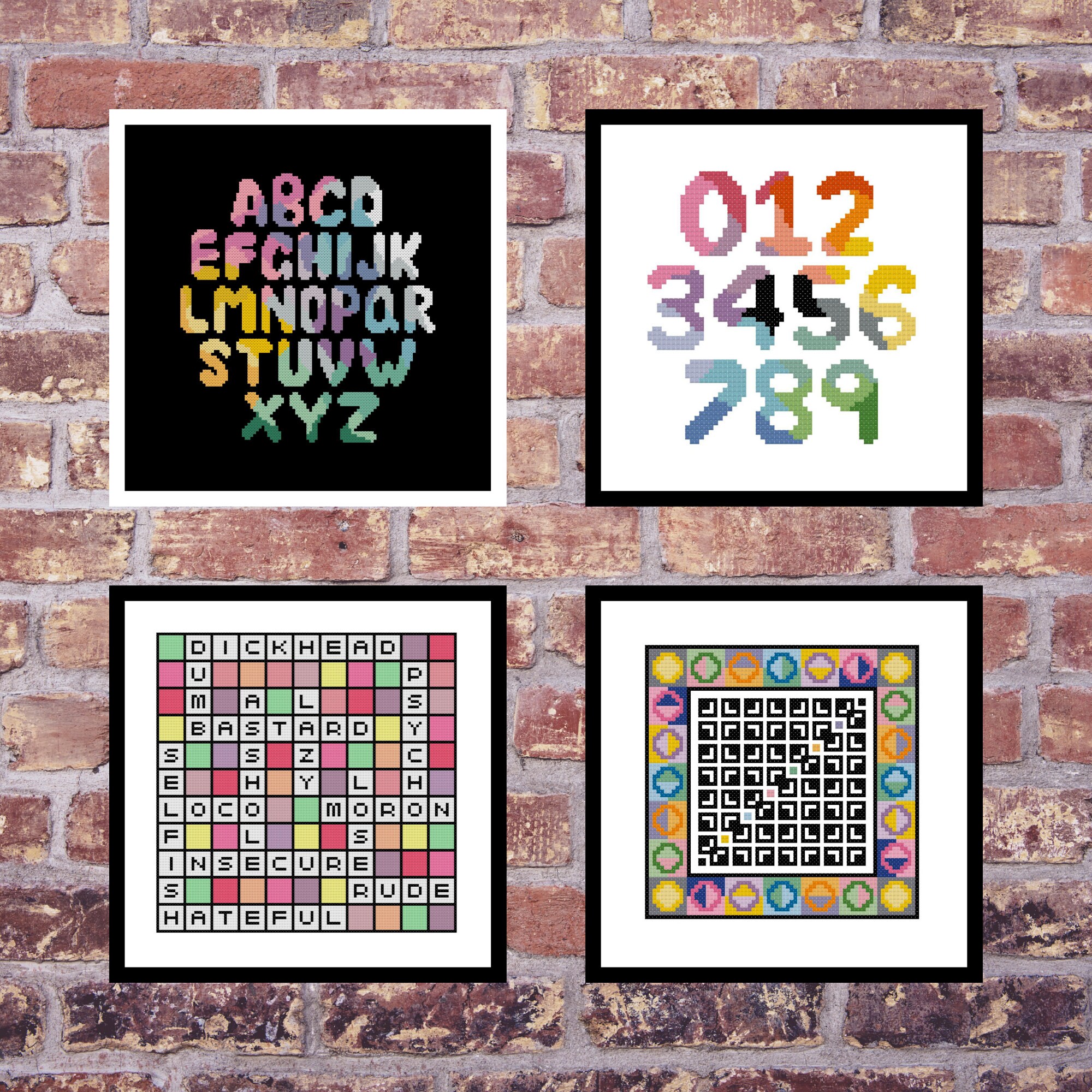 Modern Cross Stitch Numbers, Rainbow Cross Stitch Pattern, Rainbow ...