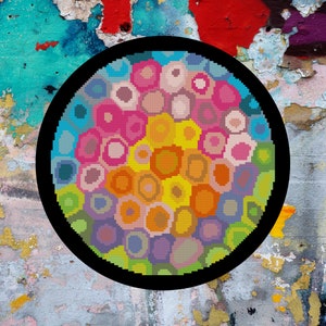 Rainbow circle cross stitch patter, Cross stitch pattern modern, cross stitch pattern geometric, Cross stitch pattern rainbow, Cross stitch