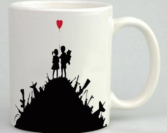 Bombed Out Punk Coffee Tea Cup Mug White Ceramic Large 11oz Artistic Banksy