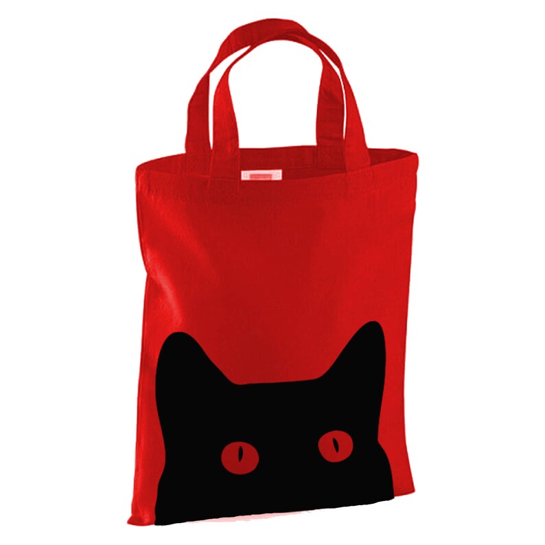Cotton Totecat Bag Cat Lady Totebook Bagre Usable Short Etsy