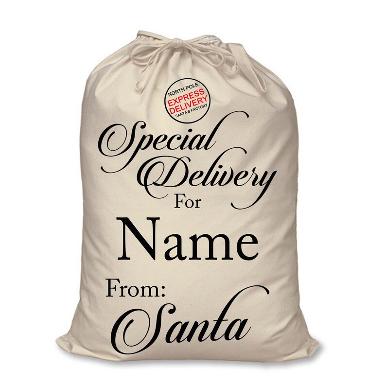 Large Santa sack Santas special delivery for name sack merry christmas stocking Christmas gift bag sack cotton sack kids stocking