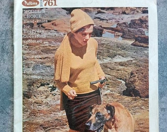 Livro de padrões de crochê vintage patons nº 761, vintage 1960, padrão vintage de crochê e tricô