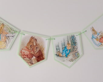 Banner del libro in MINIATURA di Beatrix Potter - Peter Rabbit - Decorazione della festa del coniglietto Benjamin, Decorazione per scaffali, Decorazione per feste di compleanno, Decorazione per l'asilo nido