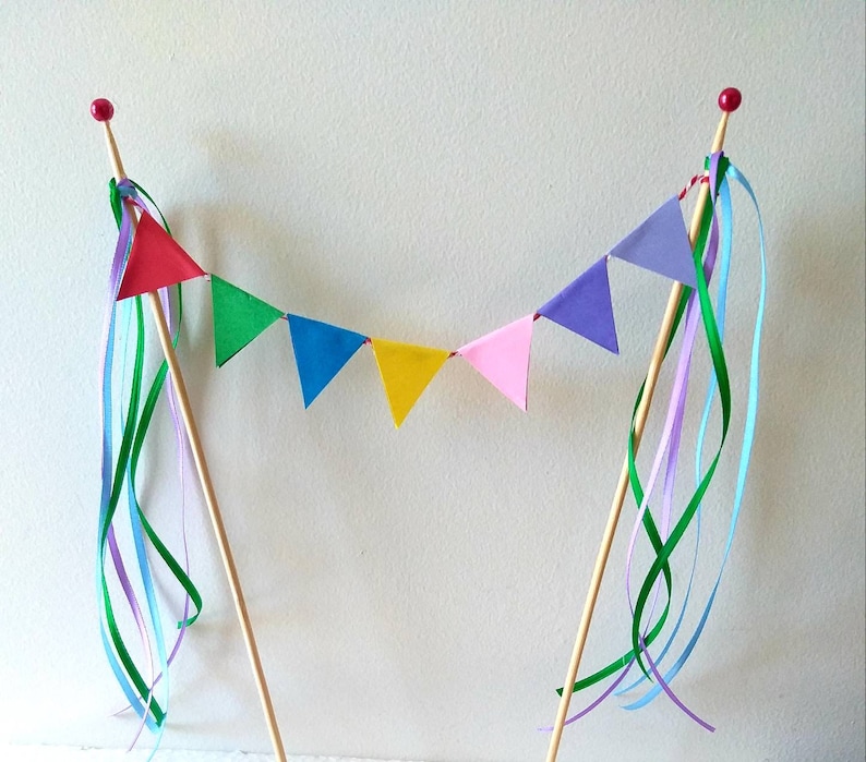 Cake Bunting/Cake Topper/Cake Banner/Flags/Rainbow Theme Topper/Circus Themed Topper/ Childs Birthday/Bright Cake Topper/Colorful Topper image 2