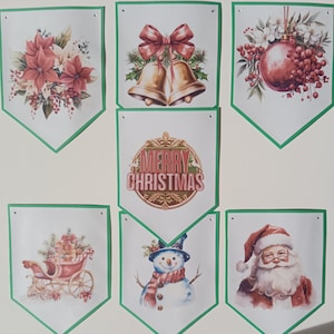 Christmas Banner, Christmas bunting, Christmas Decoration, Christmas Party Decor, Christmas Sign. Vintage Style Christmas Bunting