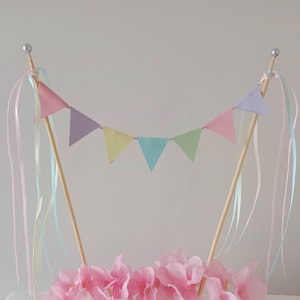 Wimpelkette/Kuchentopper/Kuchen Banner/Flaggen/Pastell Thema Topper/Zirkus Topper/Kindergeburtstag/Hell Kuchen Topper/Bunt Topper