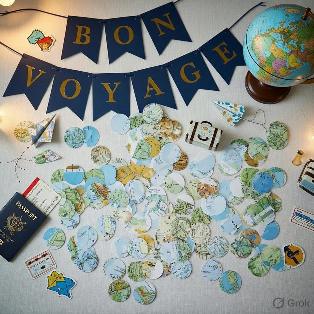 100 Map Circle Confetti, Wedding Confetti, Baby Shower Confetti, Atlas ...