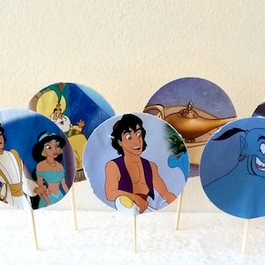 Aladdin cupcake toppers, Up-cycled book, Cupcake Toppers, Aladdin Party, Aladdin Cake Toppers